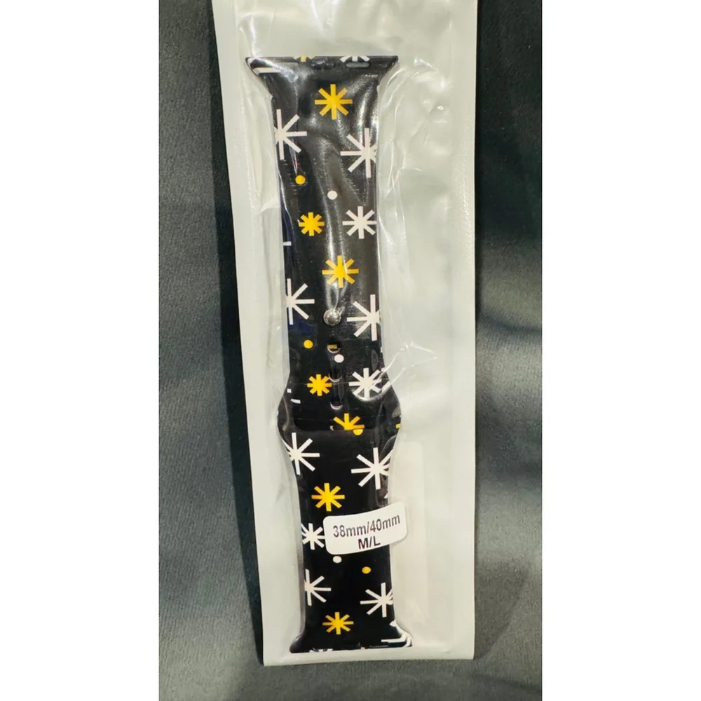 Watch Band, Size 38/42 (M/L), in Festive Black & Gold NEW